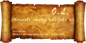Obrusánszky Lóránt névjegykártya